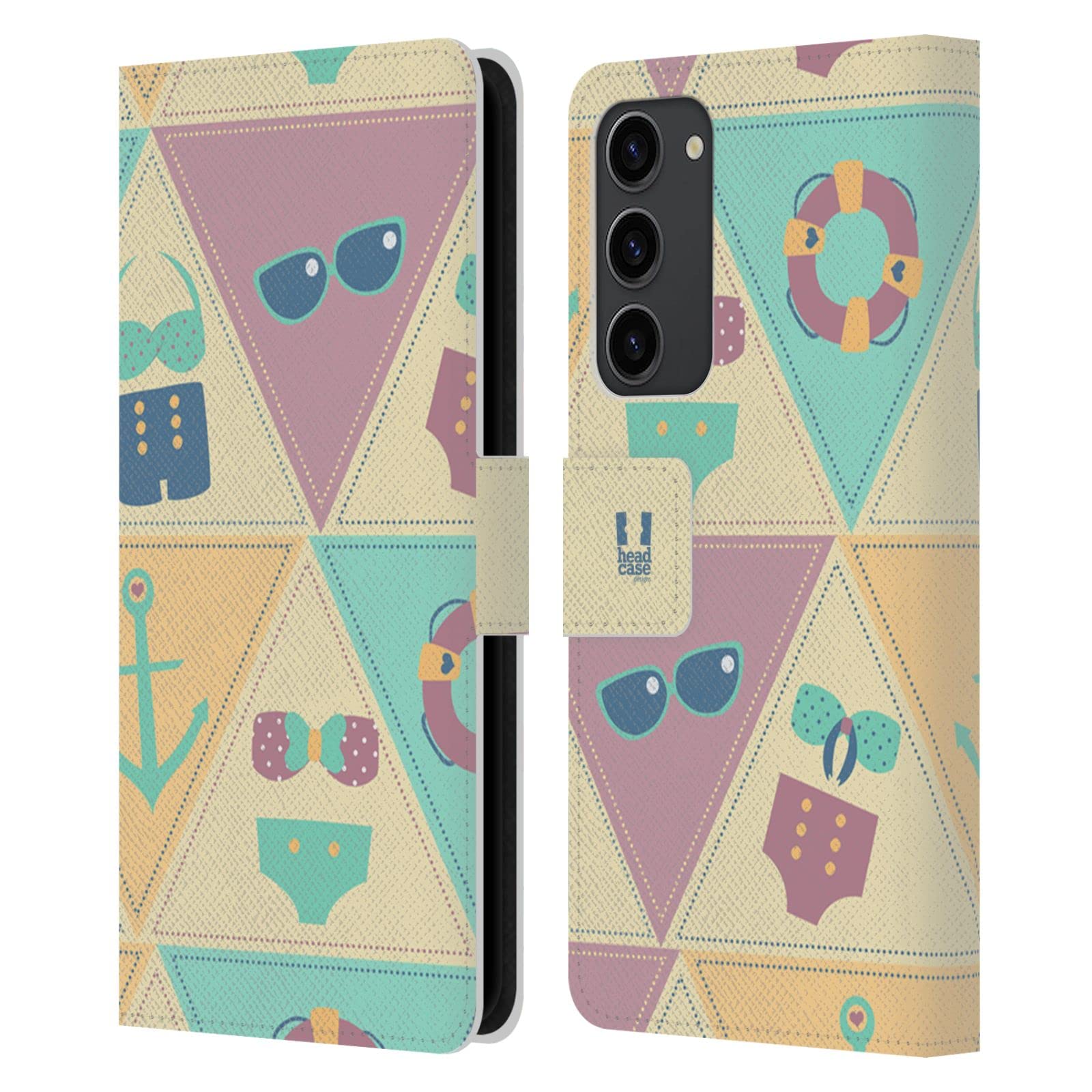 Funda de cuero para Samsung Galaxy S23+ 5G Head Case Designs Morado y Verde 7
