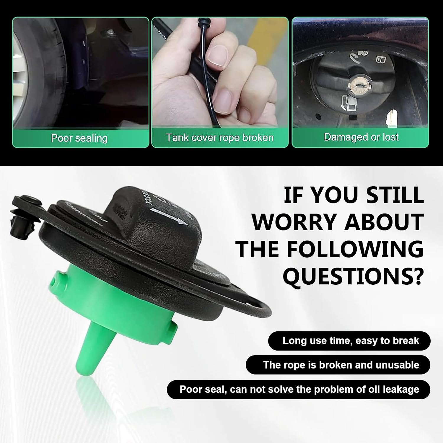 1 PC Car Fuel Tank Cap, Fuel Filler Cap Replacement Parts 5C0201550T 5Q0201550L, Tightly Sealed Waterproof and Dustproof Gas Cap, Compatible with Volkswagen Audi (Black)