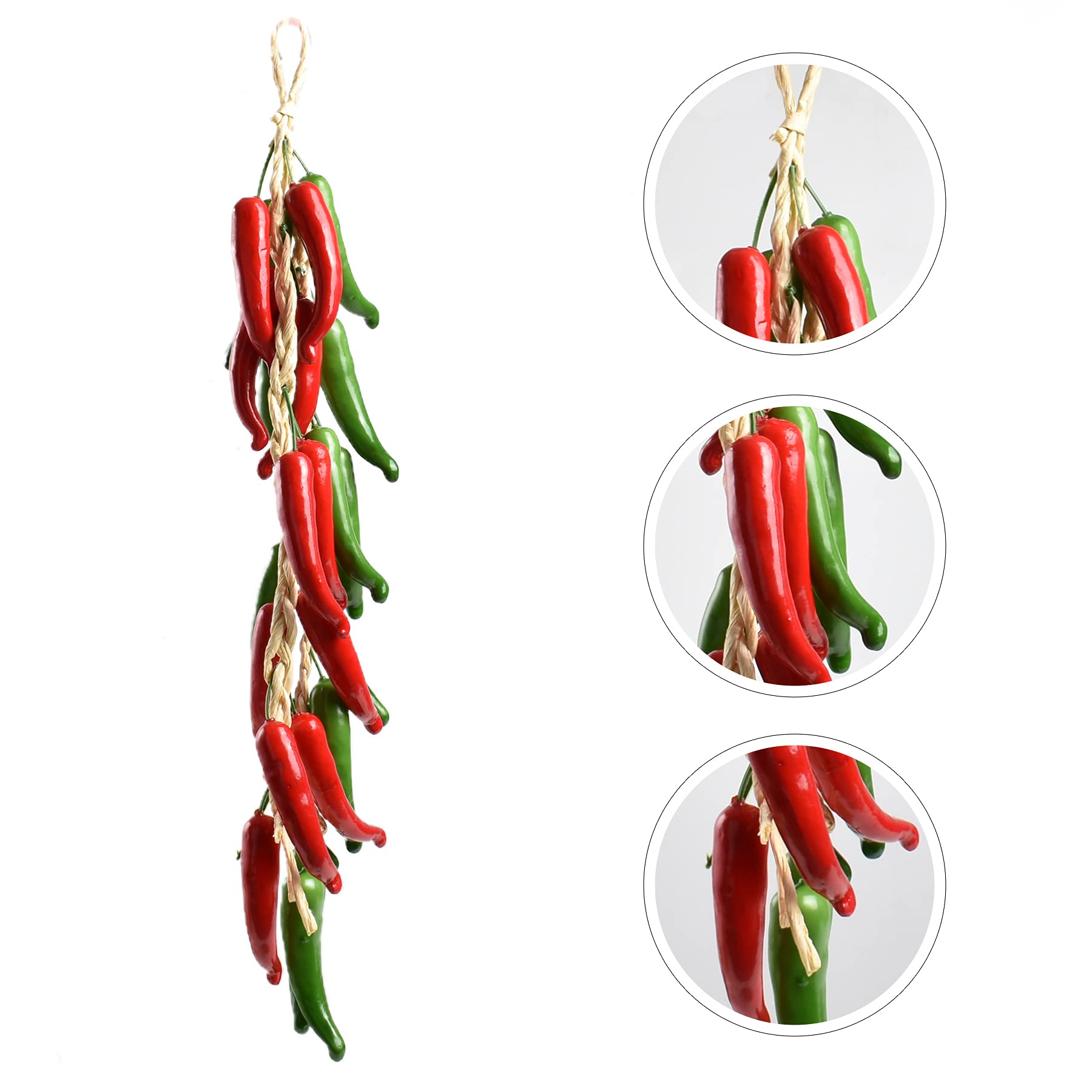 VIOCIWUOArtificial Hanging Pepper String 2 Sets, Simulation Lifelike Hot Chili Vegetable Fruit Garland Vine for Home Kitchen Farm Party Wall Decoration, Red&Green