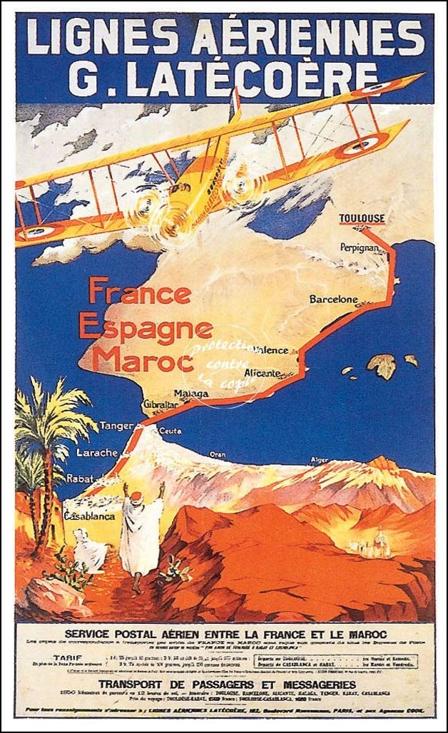Affiche G. Latecoere 63X100 Cm poster grand format lignes aériennes anciennes