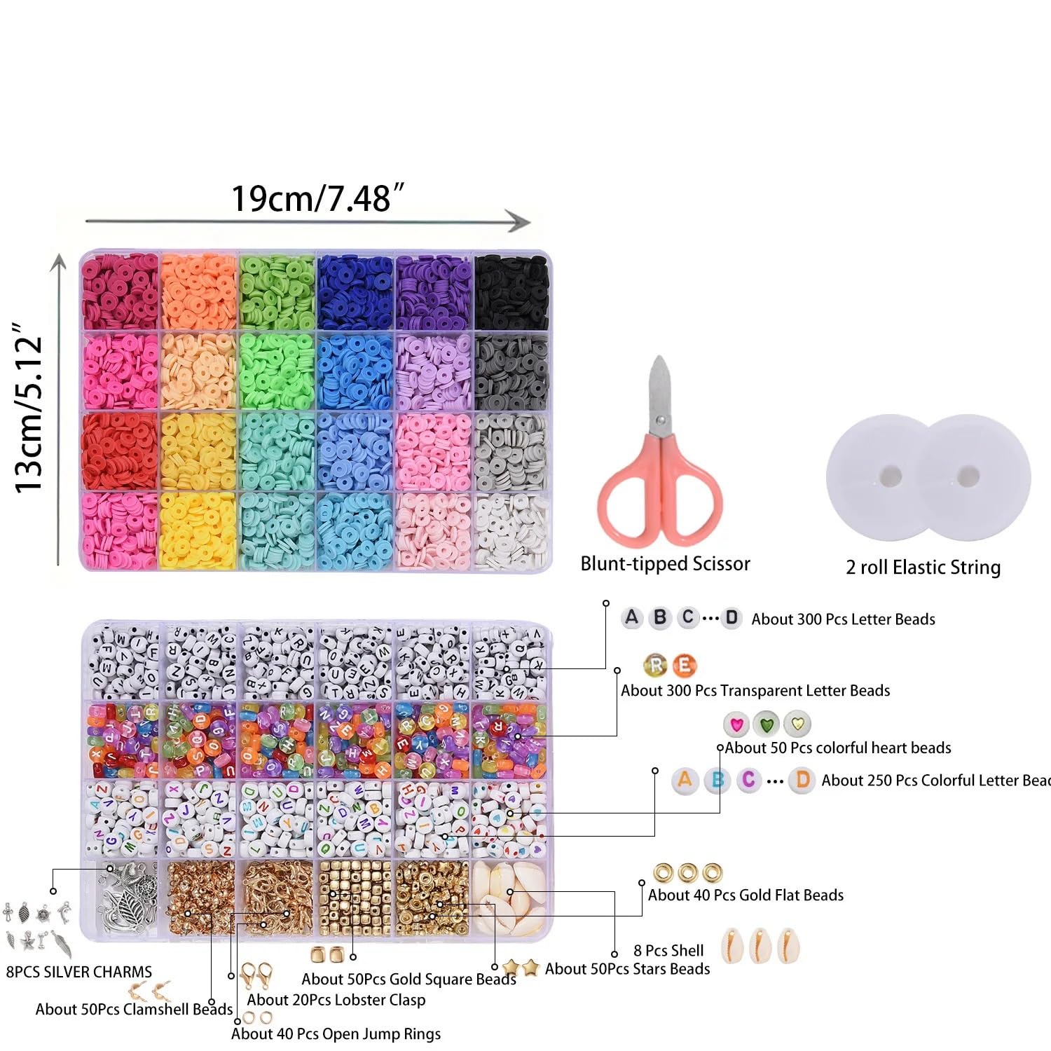 Abalorios Para Hacer Pulseras Kit de fabricación pulseras con cuentas arcilla planas, 7000 Uds., dijes, for joyas