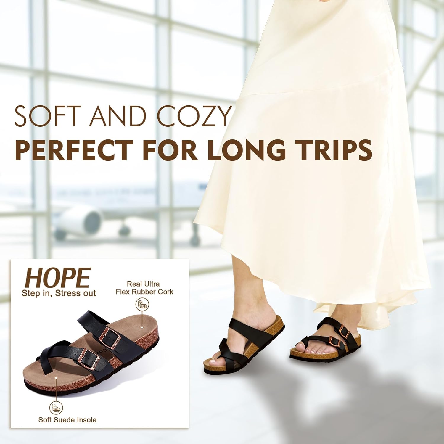 Adjustable Slide Sandals for Women and Men Cork Footed Arch Supported for Summer Indoor and Outdoor - Image 4