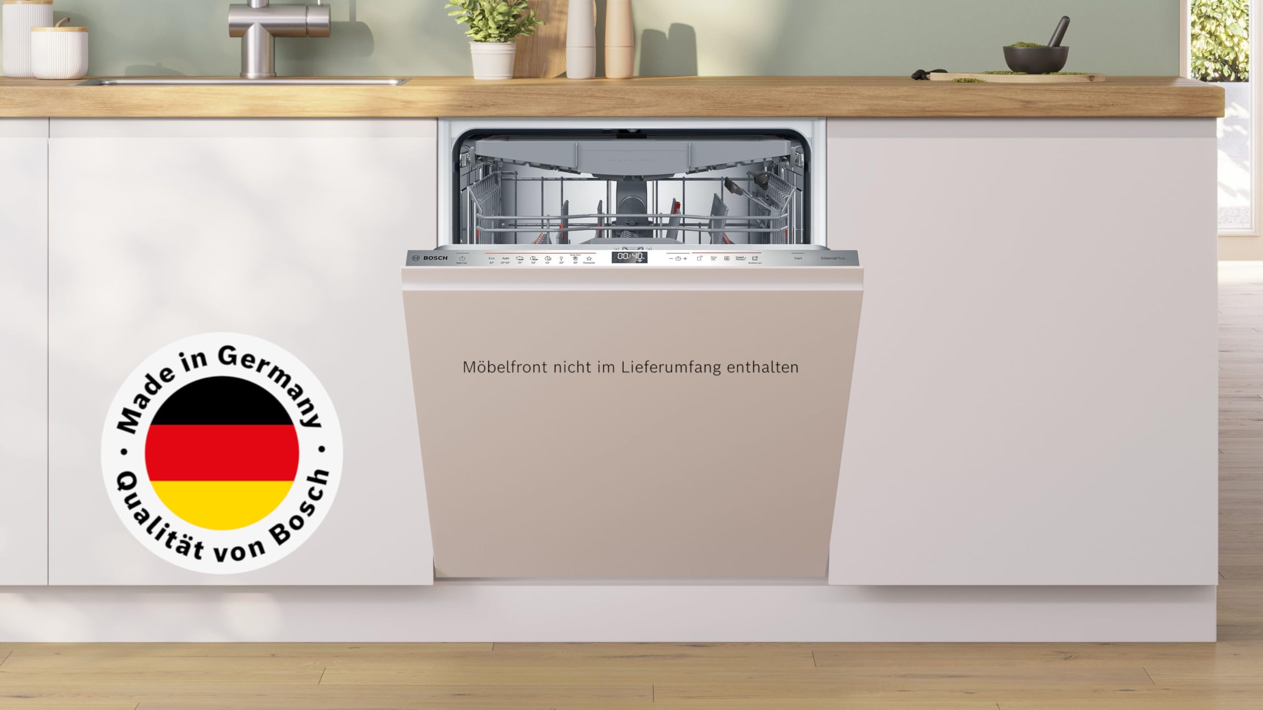 Bosch SBD6ECX12E, Serie 6, Smarter Geschirrspüler Vollintegriert 60 cm, XXL Spülmaschine, Besteckschublade, Made in Germany, besonders leise, starke Reinigung, Extra Trocknen, Programmassistent