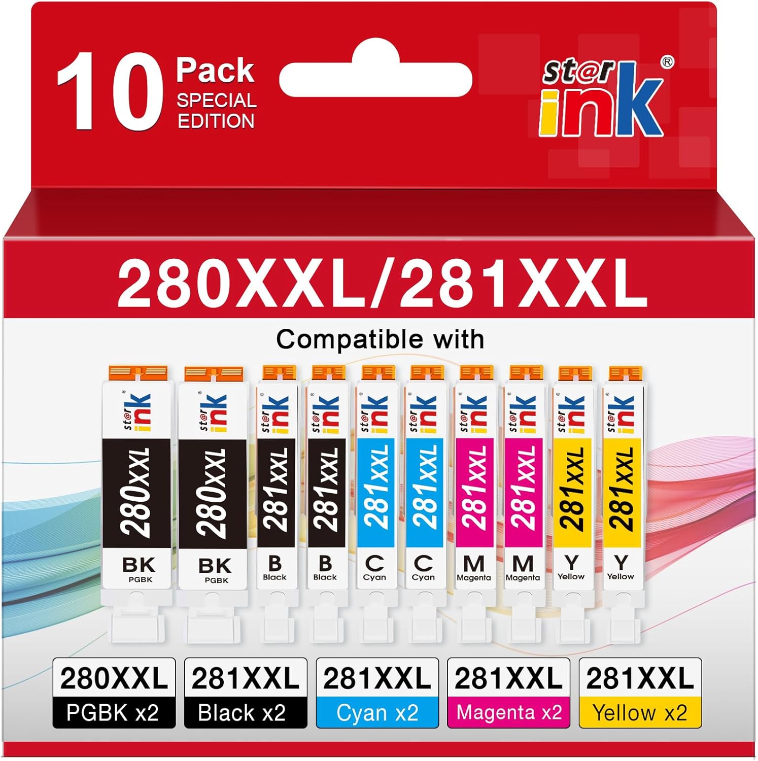 STARINK PGI-280XXL CLI-281XXL Compatible Ink Cartridges, Replacement for Canon 280 281 Ink Cartridges for Canon PIXMA TR8620 TR8620a TS6320 TS8220 TS9120 TS9520 TS6120 TS6220 TR7520 Printers 10 Packs