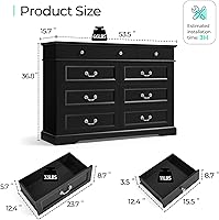 Vista 2 de LINSY HOME Cómoda de estilo granja para dormitorio, cómoda de 9 cajones con asas antiguas, cómoda de madera para guardería, sala de estar, entrada