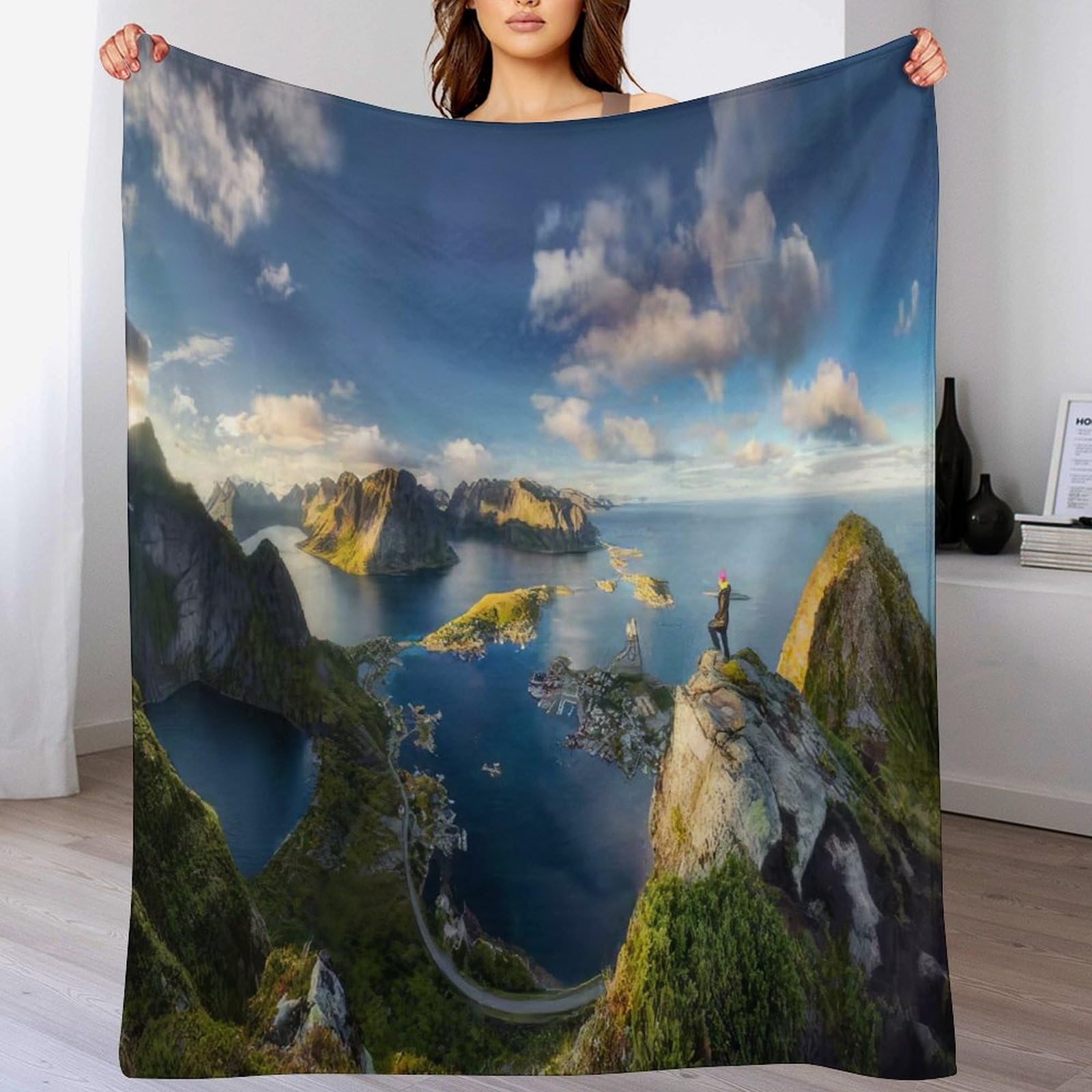 Manta de forro polar de alta densidad y franela suave manta premium decorativa 130 x 150 cm