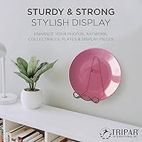 Vista 3 de TRIPAR Estante de pared de acero con diseño de lazo marrón de 5.75 pulgadas para platos, obras de arte, azulejos y libros, ganchos de pared vintage