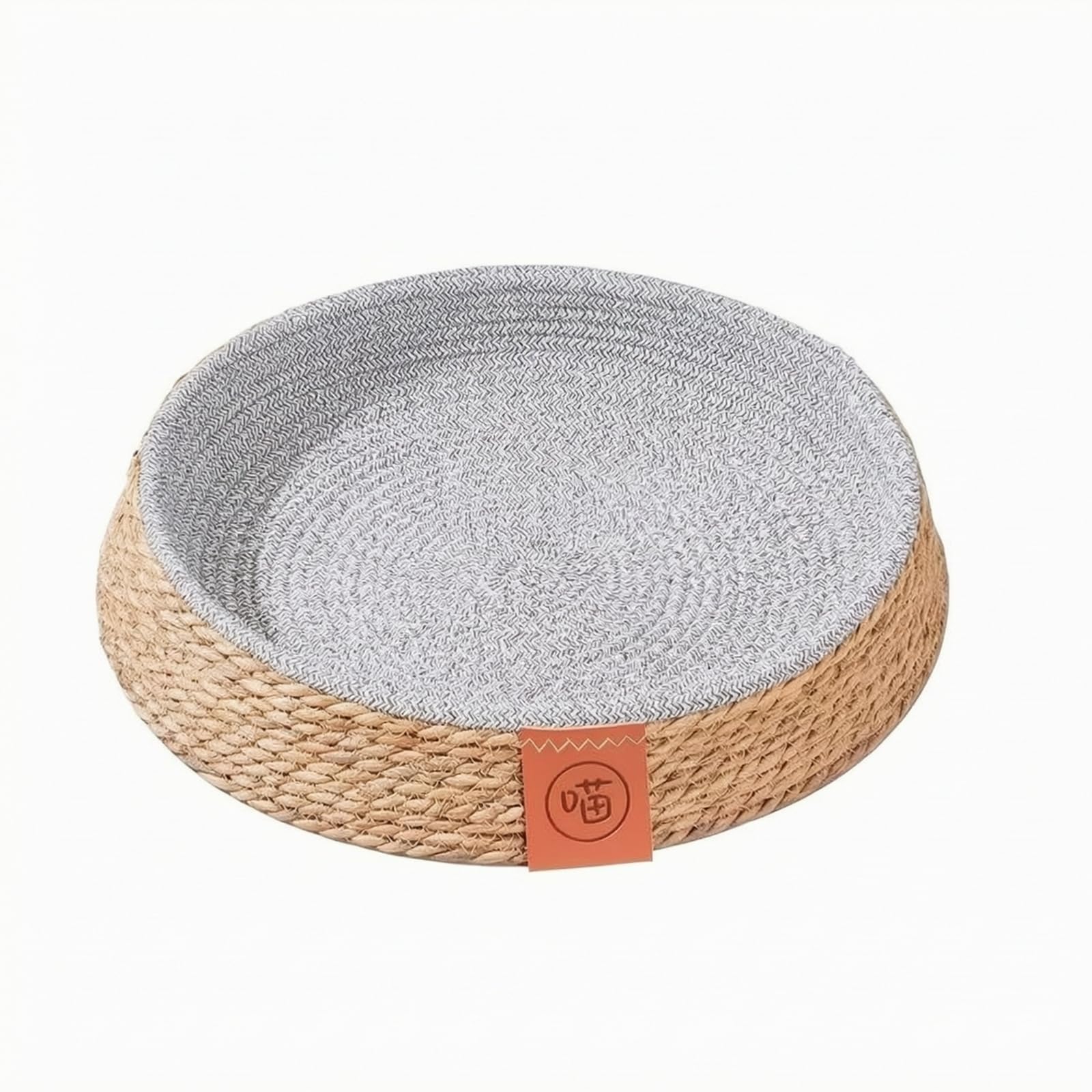 Cuccia in Paglia Intrecciata Rotonda Cuccia a Ciotola Naturale per Gatti, Gattini, Casa, Salotto, 45 Cm