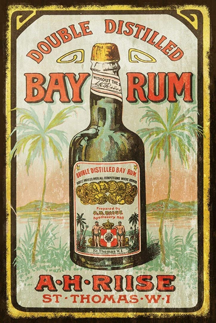Krouterebs New Tin Sign Bay Rum Cologne Travel Metal Tin Sign Rustic Wall Decor Suitable For Home And Kitchen Bar Man Cave Cafe Garage Wall Decor Retro Vintage 12X8 Inch