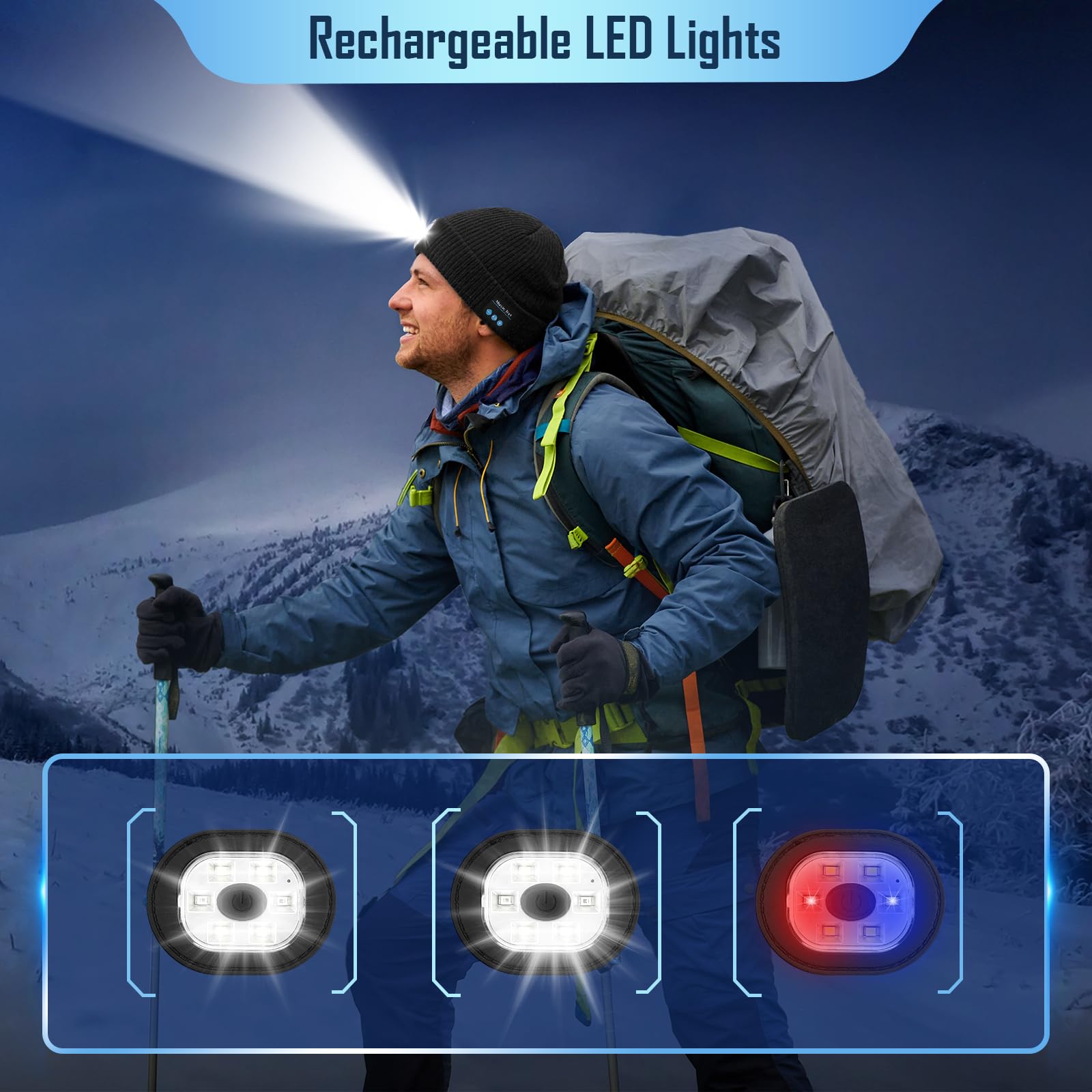 ZOOI Regalo Uomo, Idee Regalo Natale, Idee Regalo Uomo Natale, Idea Regalo Uomo, Regali per Lui, Regalo papà, Bluetooth Cappello con Luce LED Invernale Uomo, Regalo Uomo Compleanno, Multitool Gadget