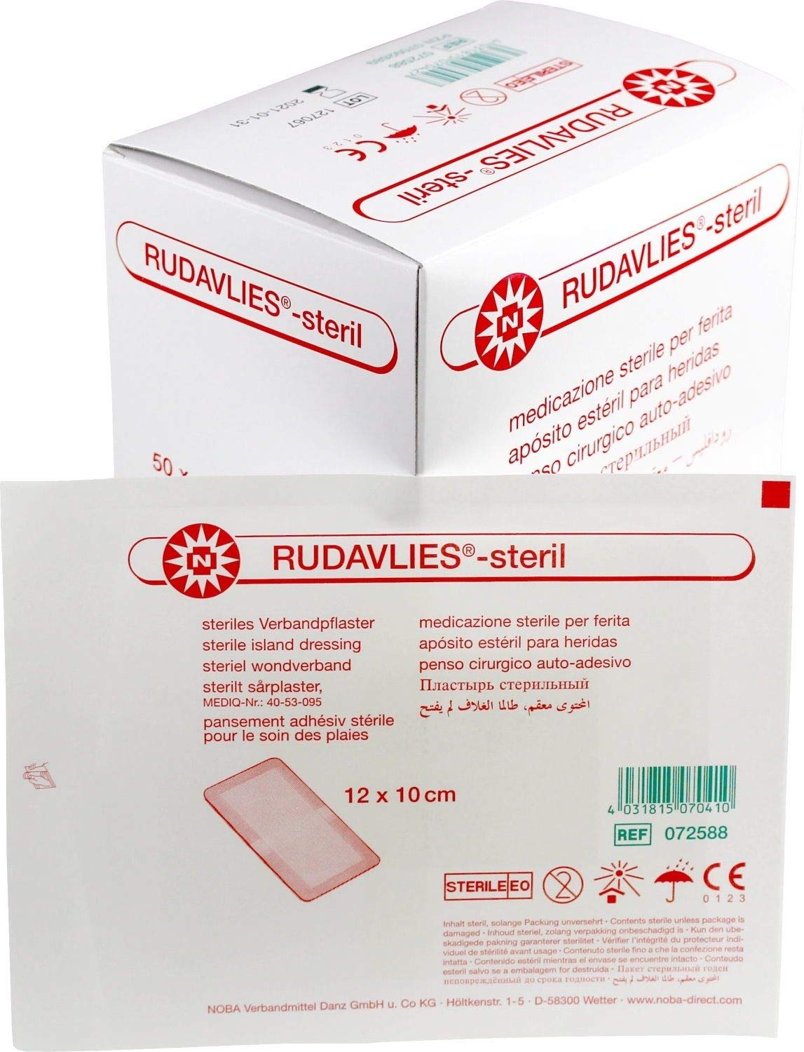 Noba Rudavlies, sterylne plastry opatrunkowe, opatrunek na rany, plastry, 12 x 10 cm, 50 szt