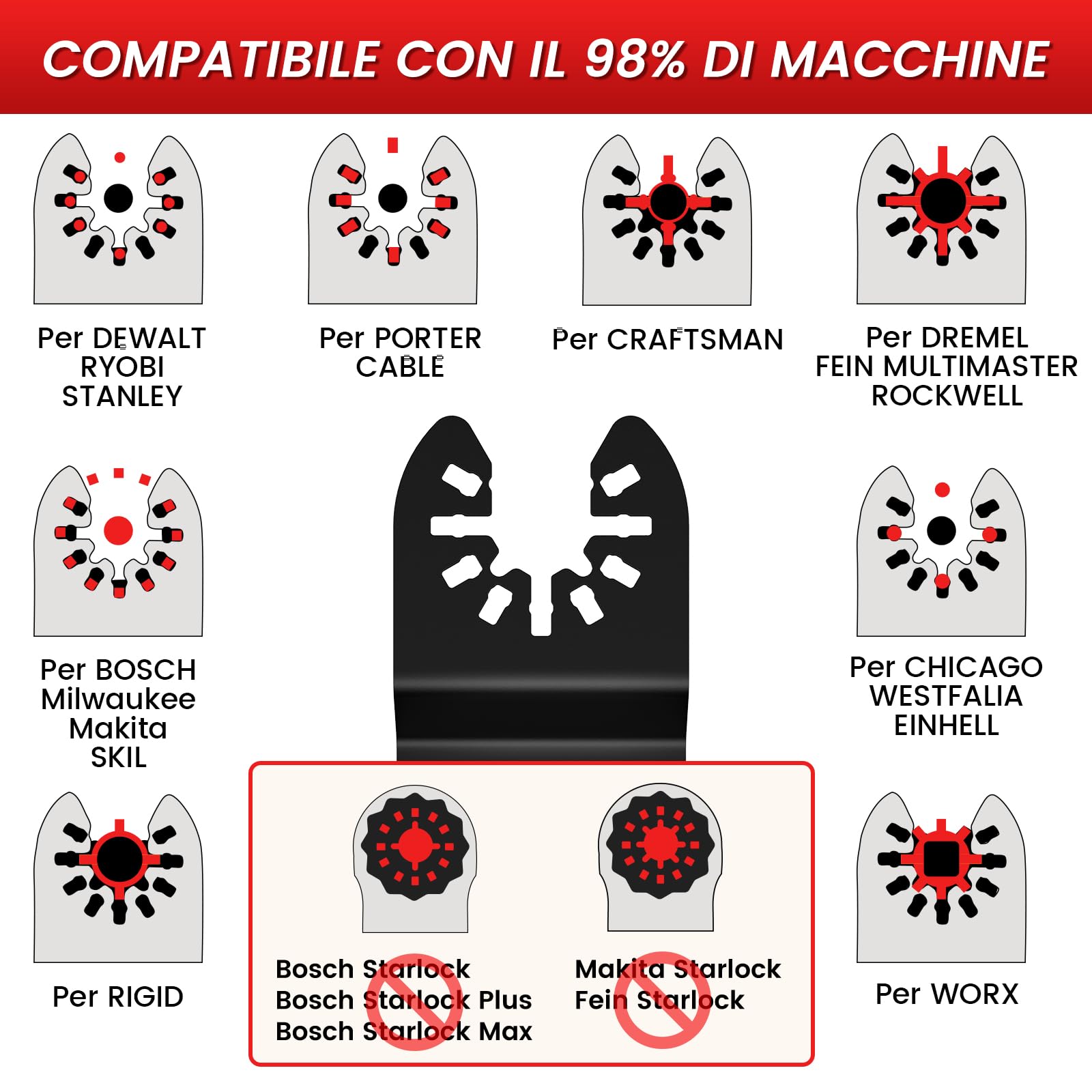 8Pezzi Titanio Lame Utensile Multifunzione Accessori per Utensili Oscillanti Lame Multifunzione Compatibili con DeW Makita Rockwell Bosch Milwaukee (8pz Extra-lungo)