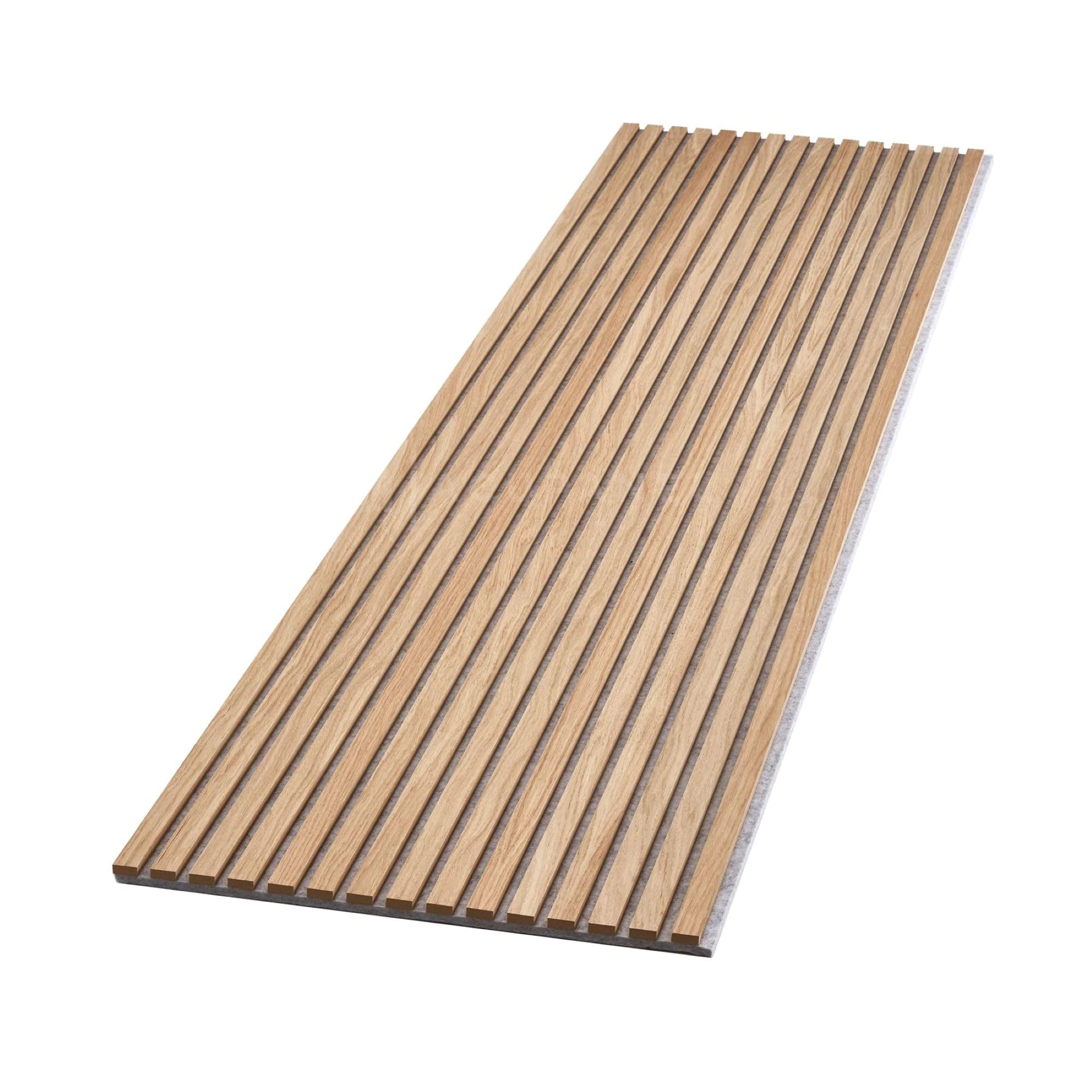 Wvh Oak Acupanel Contemporary Natural Slat Acoustic Wood Wall Panels, 200Cm X 60Cm, Premium Natural Wood, Grey Felt Backing, Panelling For Walls & Ceilings, Sound Absorbing, For Home, Office & Studio