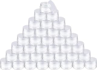 36 Packs Plastic Jars Round Clear Leak Proof Cosmetic Container Jars with Inner Liners and Black Lids for Lotions Ointments Travel Make Up Storage (1 oz, Transparent)