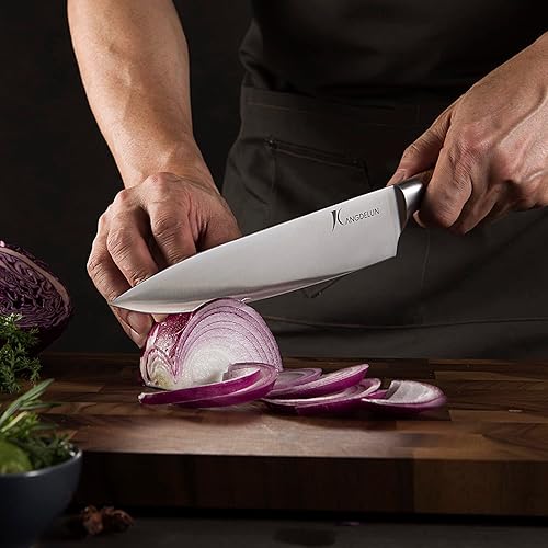 Miniatura 7 de Kangdelun Natura Series - Juego de 14 bloques de cuchillos, acero inoxidable de alto carbono ultra afilado con mango de madera