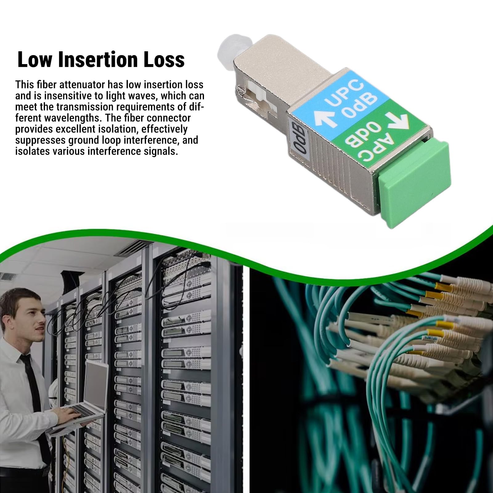 Adattatore per Fibra Ottica, Attenuatore per SC, Adattatore SC-UPC Maschio a Femmina da 1200 Nm a 1600 Nm, Connettore per Fibra Ottica Ibrida per