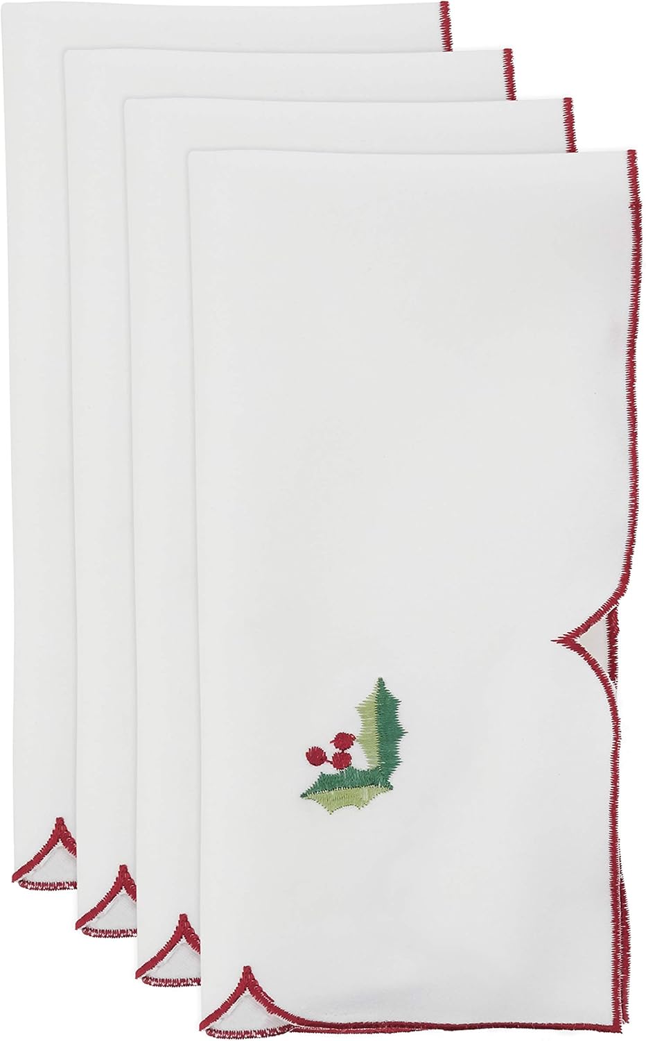 SARO LIFESTYLE 8532.I20S Holiday Ornamental Collection Christmas Table Napkin With Embroidered Design (Set of 4), 20", Ivory