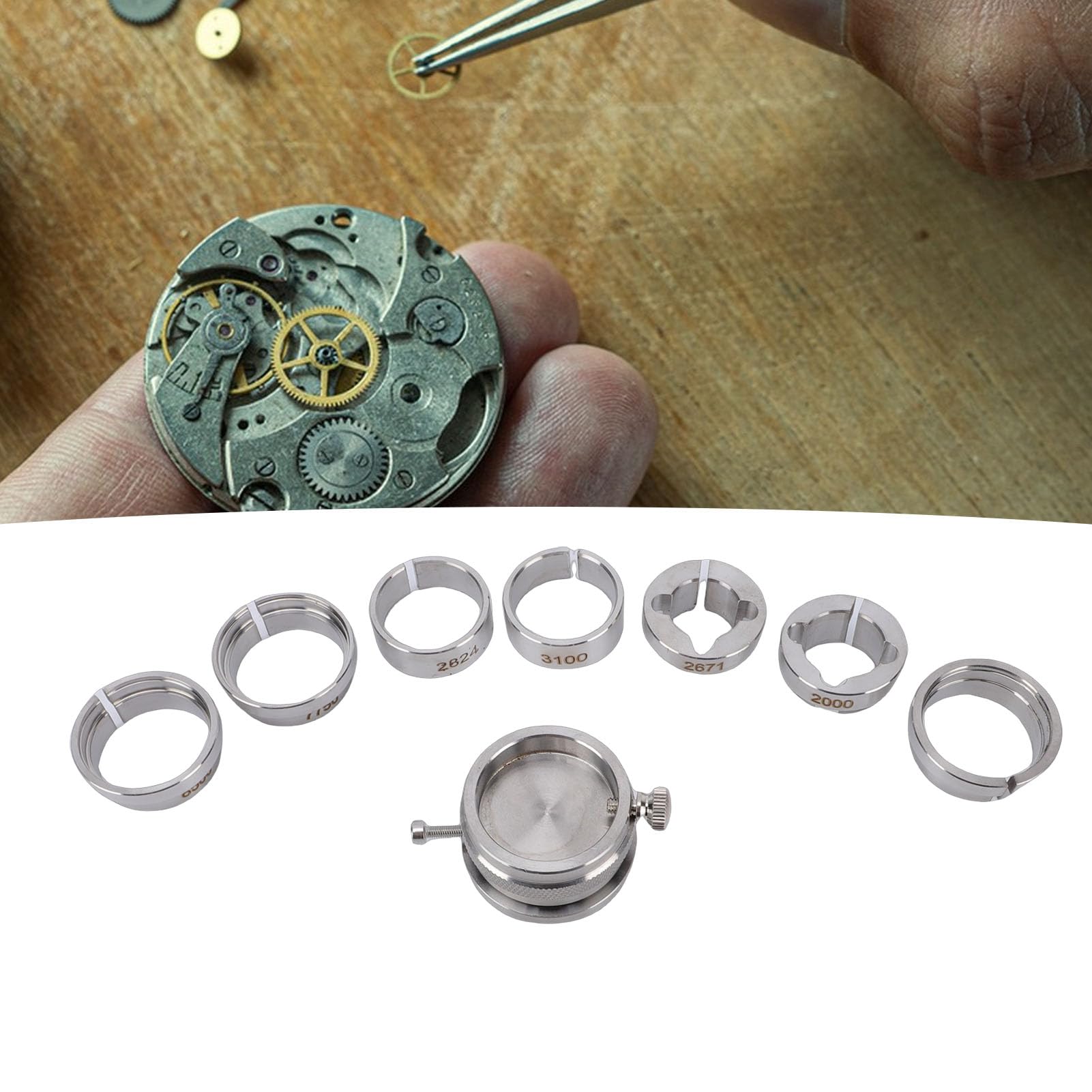 Zestaw Uchwytów do Mechanizmu Zegarka ze Stali Nierdzewnej, 8 szt. Podstawy do Mechanizmu Zegarka z Pasowaniem 2824-2671-7750-2000-8500-3100-3135, Narzędzie Naprawy