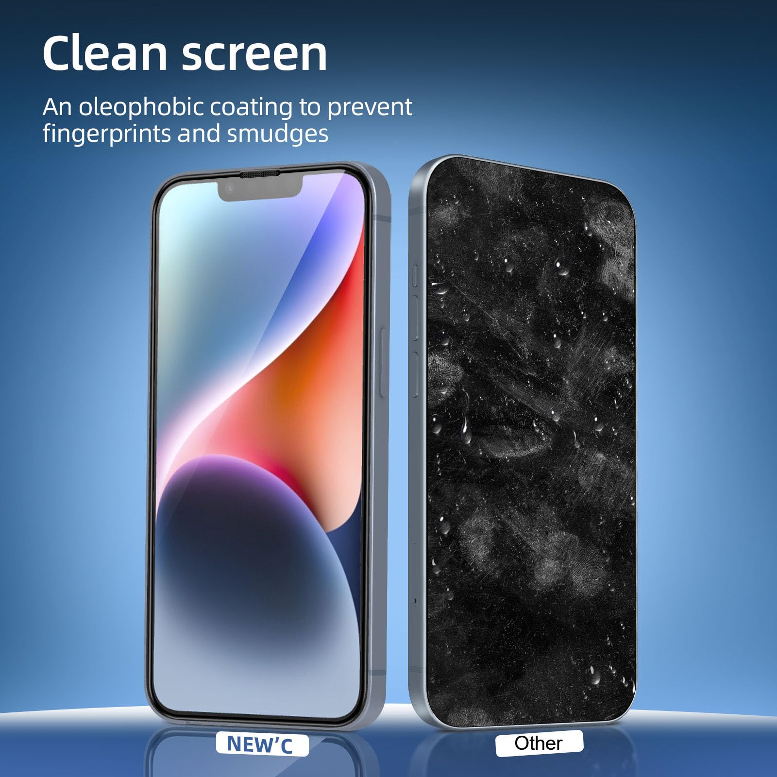 NEW'C 3 Sztuki, Ochraniacz Ekranu dla iPhone 14, iPhone 13, iPhone 13 Pro (6,1 cala), Czarna Krawędź, Folia ochronna ze szkła hartowanego, odporność na zarysowania