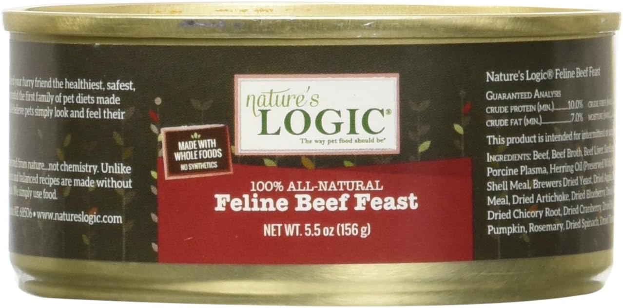 Nature'S Logic 24 Count Feline Beef Feast Canned Cat Food (Case Of 24), 5.5 Oz