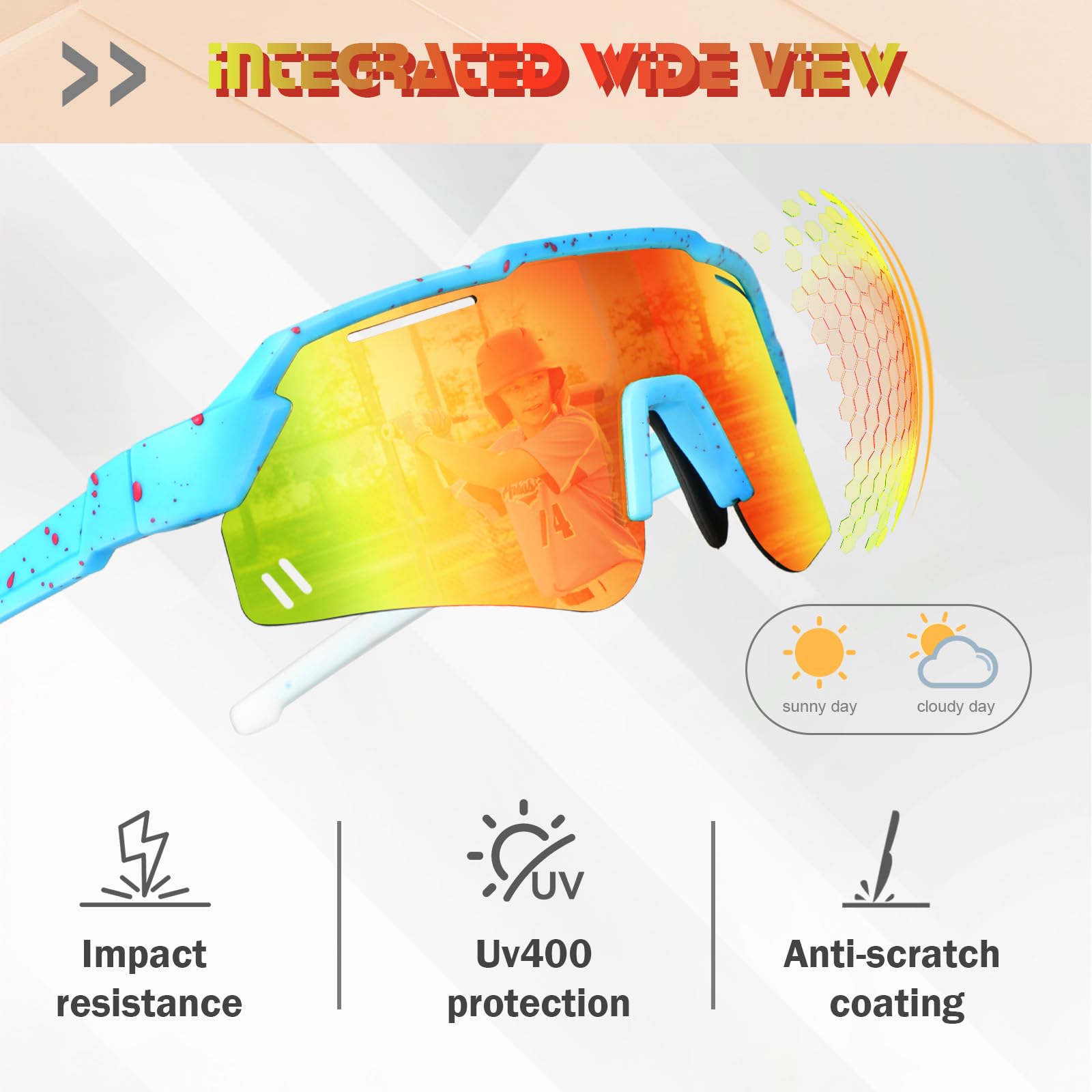 Gafas Sol Niño Niña,Protección UV400 Gafas de Sol Polarizadas Gafas Ciclismo Deportivas Running Tenis Aire Libre