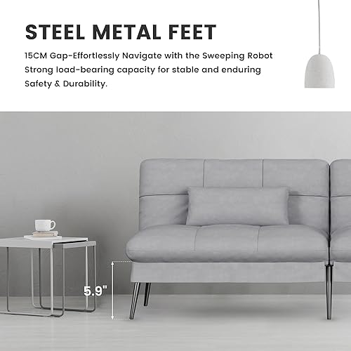 Miniatura 8 de COMHOMA Sofá cama futón convertible, sofá futón de tela de 68 pulgadas con respaldo ajustable, futón plegable reclinable para muebles de sala de