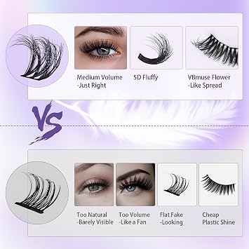 B&Q Fluffy Lash Clusters Voluminous 144 PCS 5D02 Layered Individual Lashes