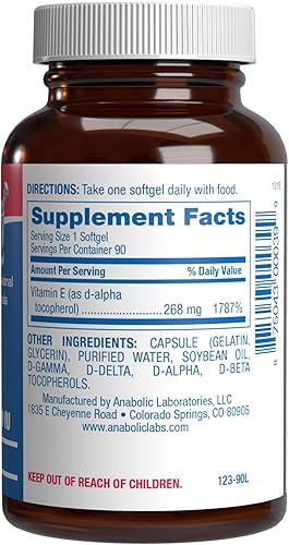 Miniatura 2 de Anabolic Laboratories, Vitamina E 400iu, con tocoferoles mixtos, 90 cápsulas blandas