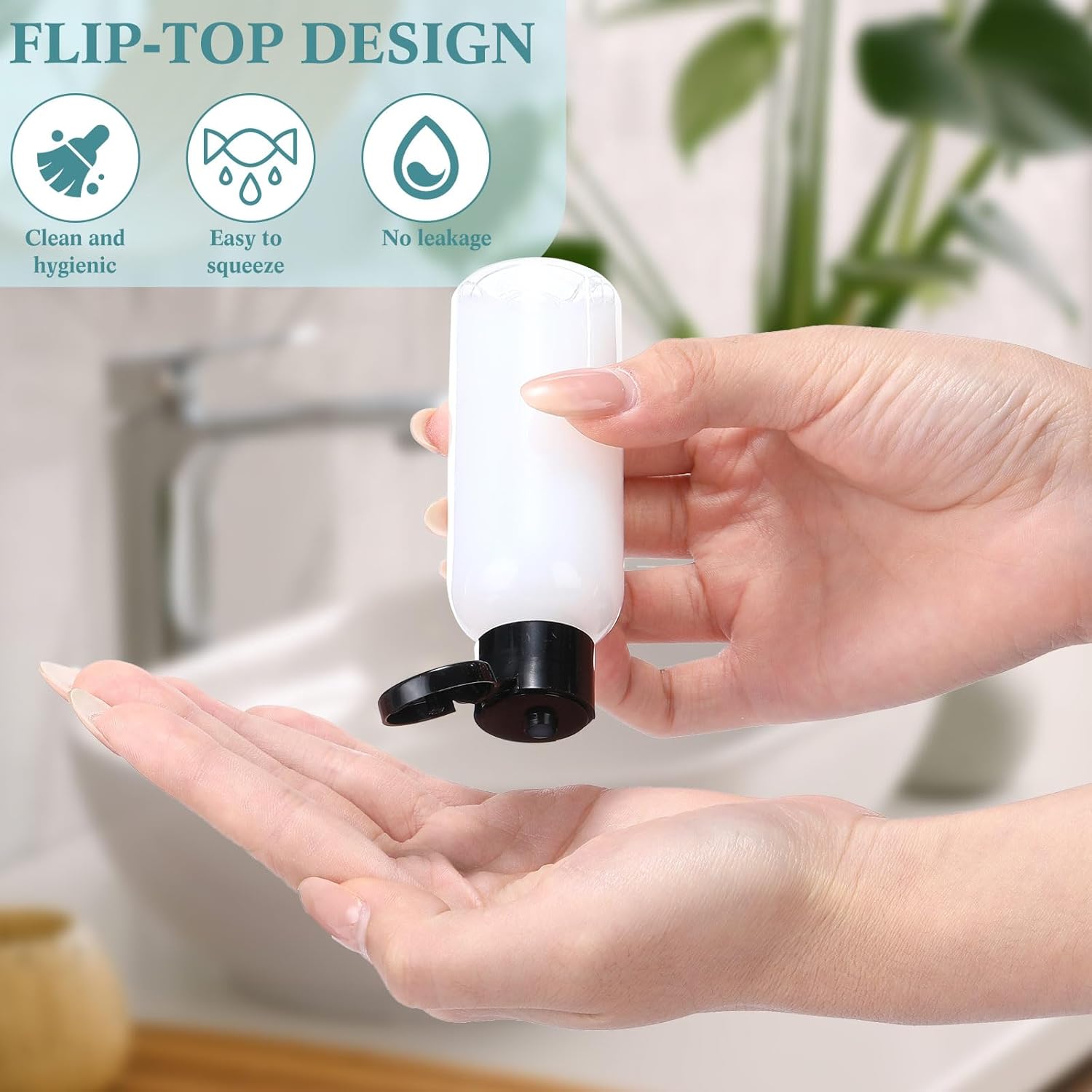 Mifoci 50 Pcs Small Plastic Bottles with Caps 2 oz Clear Empty Squeeze Bottle with Flip Cap Small Refillable Transparent Travel Dispenser Container for Shampoo Lotion Conditioner Liquid Soap - Image 3