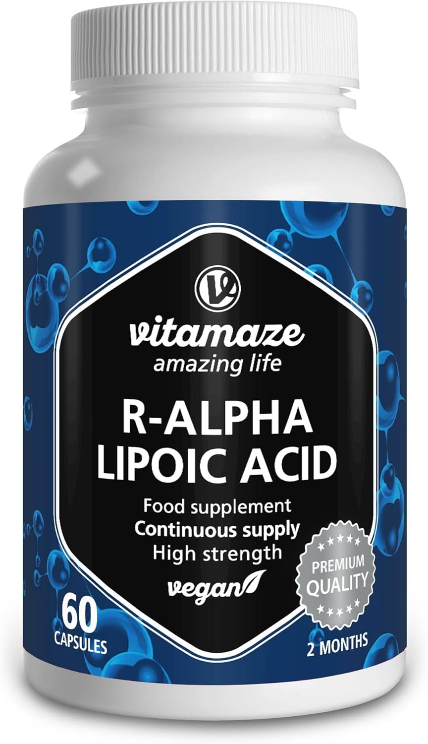 Alpha Lipoic Acid High Strength – 60 Vegan Capsules, 2 Months Supply – ALA Natural Antioxidant 200mg- Food Supplement Without Unnecessary Additives