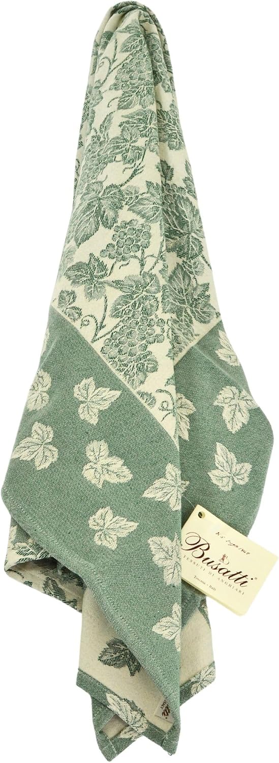 MY ITALIAN DÉCOR - Busatti Woven Cotton Dish Towel, Green, 1-PC, 23"x28"
