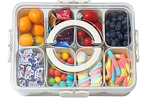 Divided Snackle Box Container with Lid and Handle, Perfect for Portable Snacks
