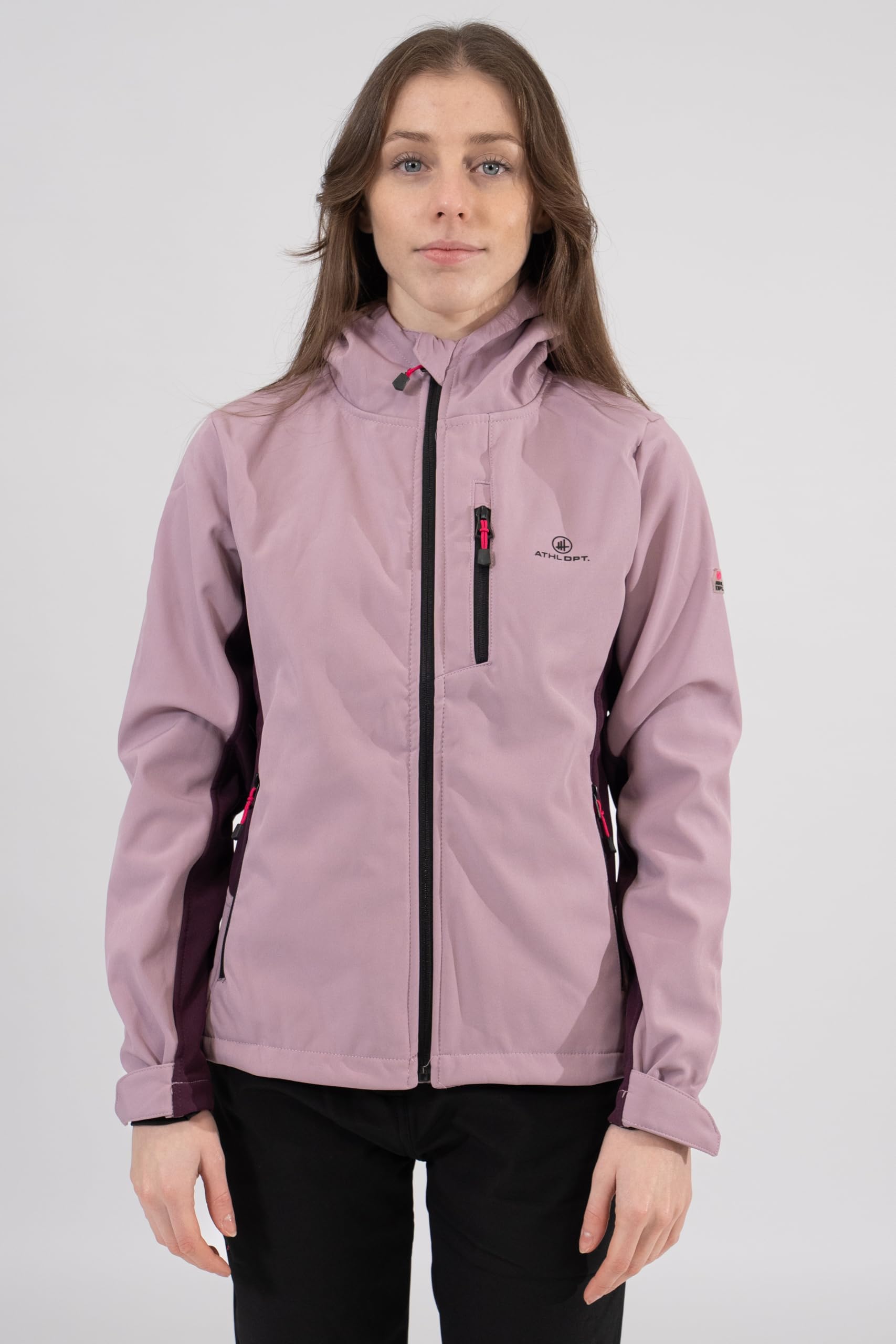 Damen moderne Softshelljacke wasserabweisende und atmungsaktive Funktionsjacke mit Kapuze