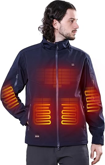 DEWBU Mens Heated Jacket with 12V Battery Work Coat