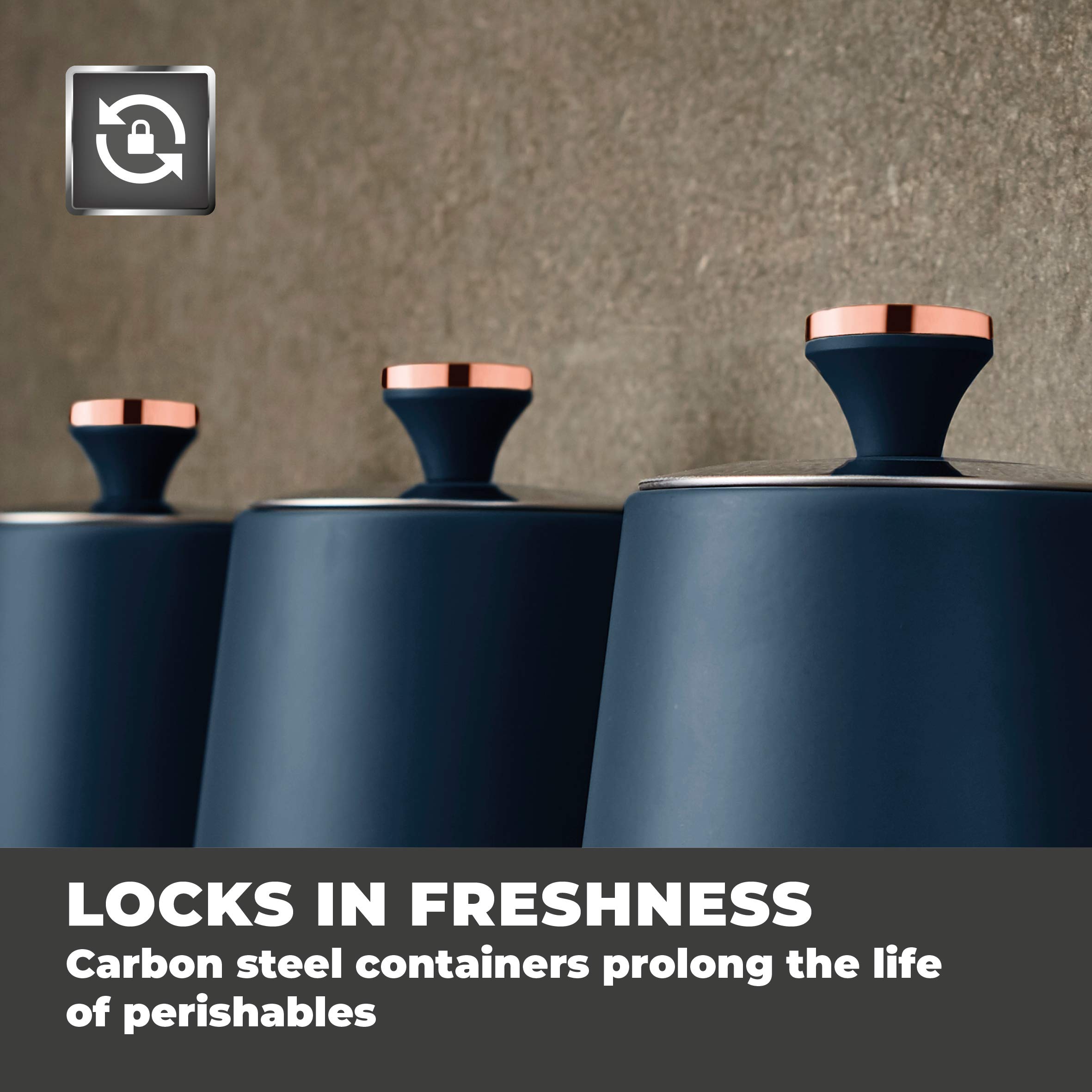 Tower T826131MNB Cavaletto Set of 3 Storage Canisters for Coffee/Sugar