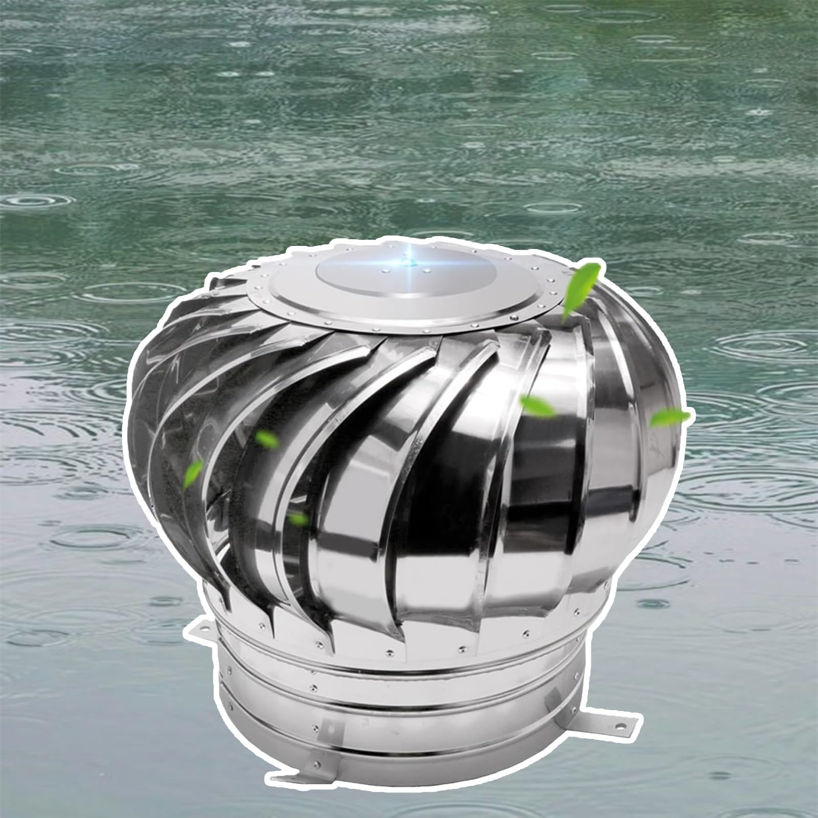 SDCFFC 450mm/18in, 304 Stainless Steel Exhaust Cap Roof Flue Vent, Mill Galvanized Steel Internally Braced Dual-Bearing Wind Ventilation Roof, Chimney Attic Ventilator Fan
