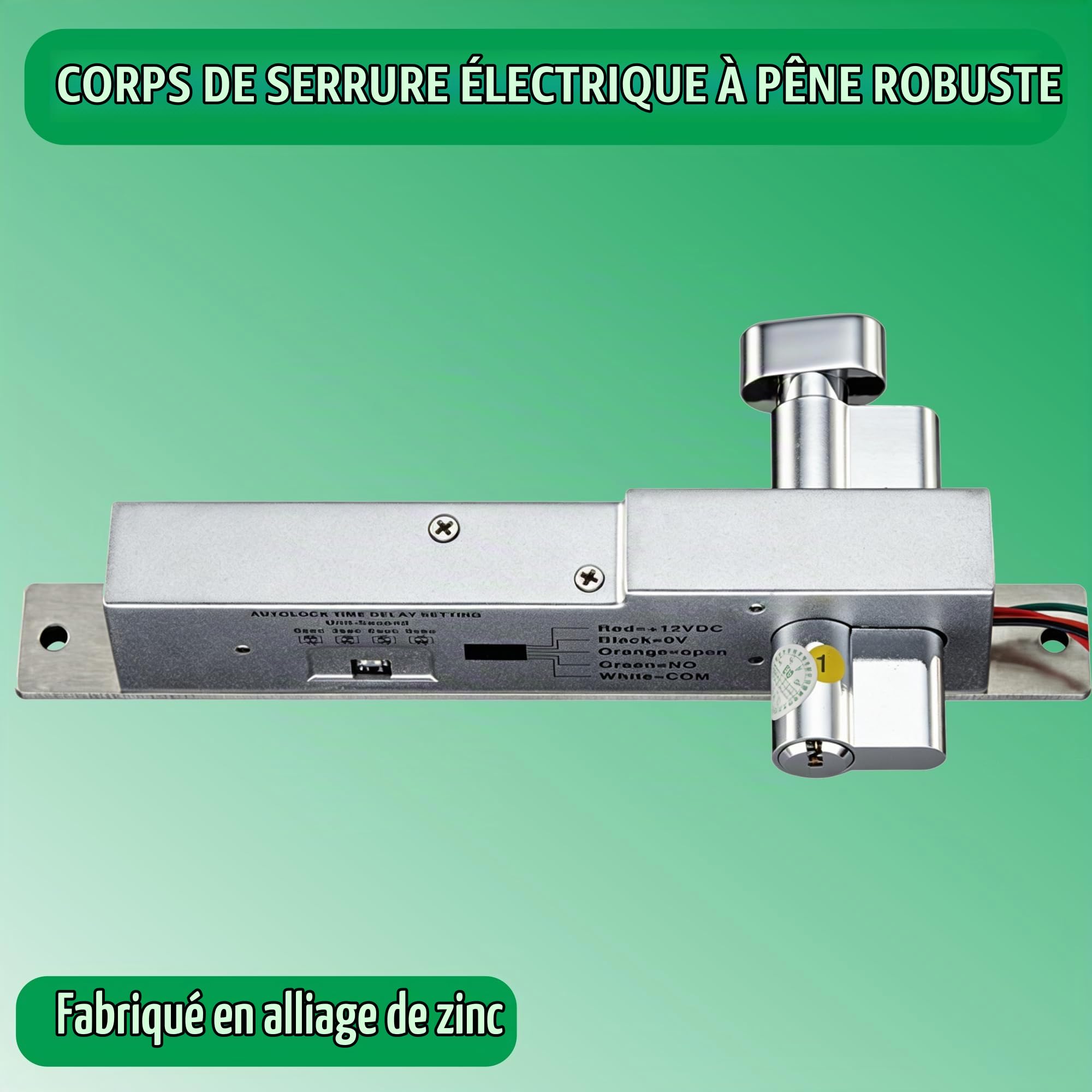 UHPPOTE Cylindre de Serrure Fail Secure NO Verrou Electrique Solide Ouvert par la Clé Cylindre Ouvert Manuellement
