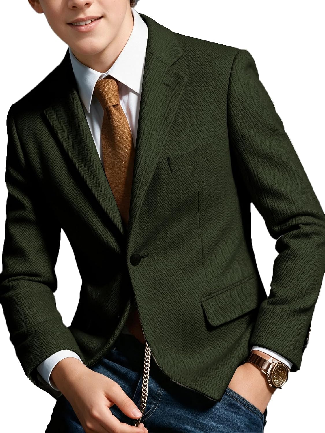 Boys Suit Blazer Retro Tweed Sport Jacket for Boy School Uniform