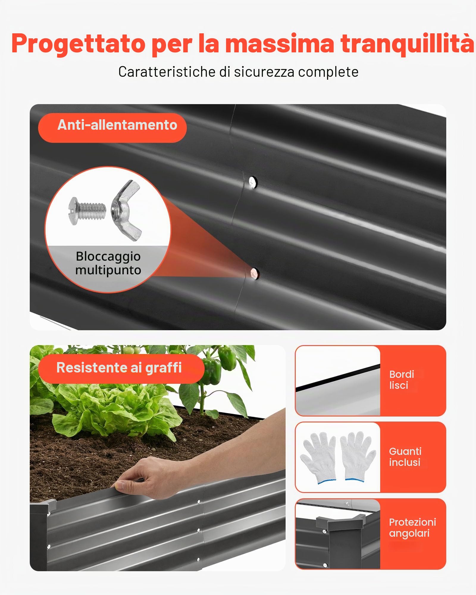 VEVOR Fioriera Rialzata in Metallo da 2 Pezzi Zincata 2400x1200x300 mm, Aiuola Rialzata per Giardinaggio Rettangolare in Metallo da Esterno Fioriera Rialzata Coltivazione Fiori Verdure Piante Orto