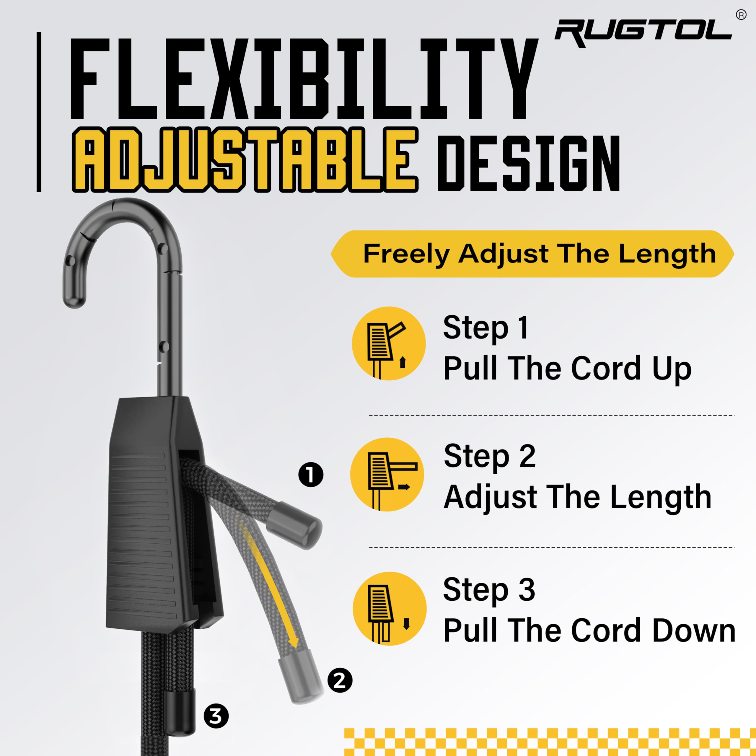 Rugtol Bungee Cords with Hooks, Adjustable Heavy Duty Outdoor Elastic Bungee Straps - Image 4