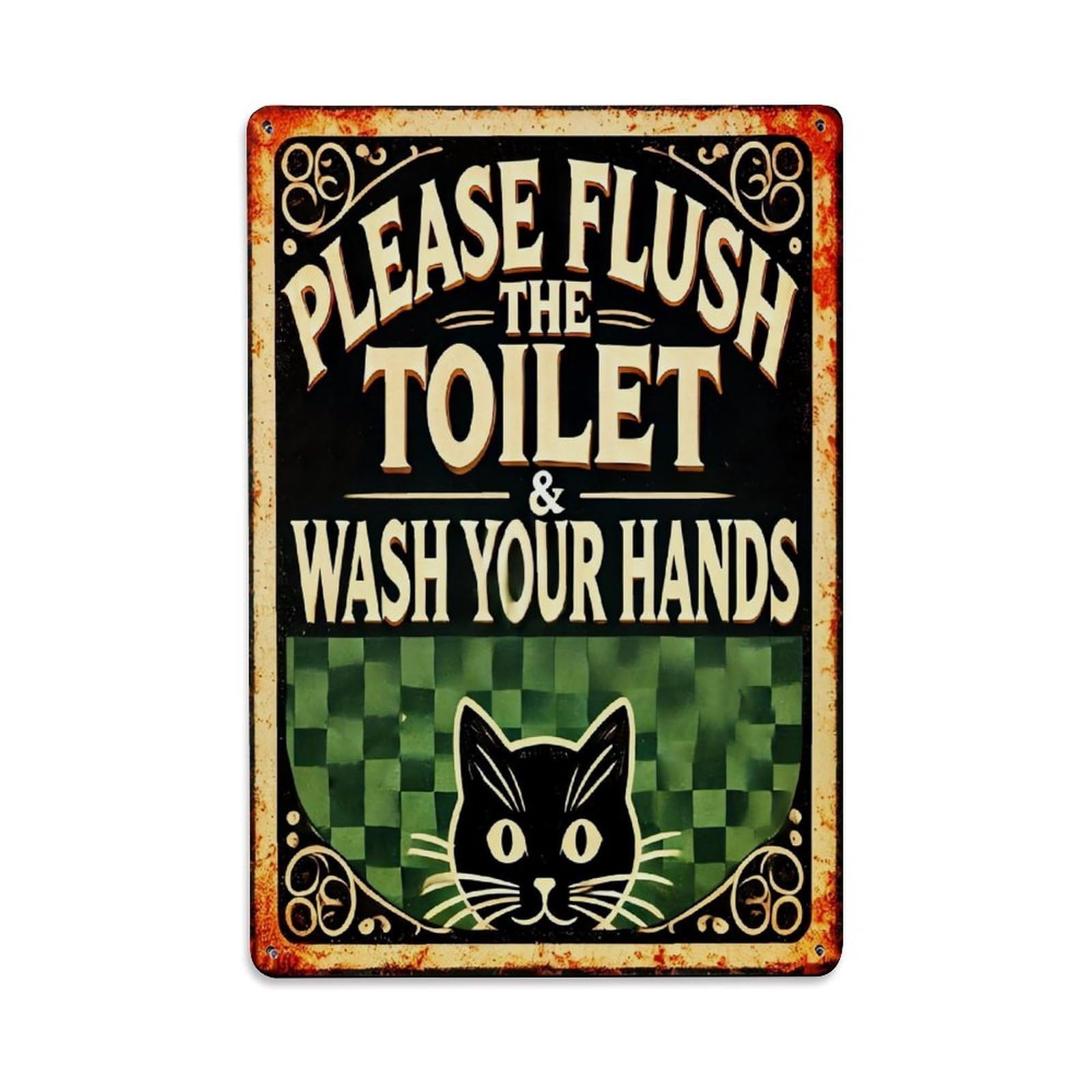 Jdfenggu Vintage Please Flush The Toilet Retro Metal Tin Sign, Metal Poster For Bar, Home, Man Cave, Kitchen, Laundry Room Art Decor 8X12 Inch
