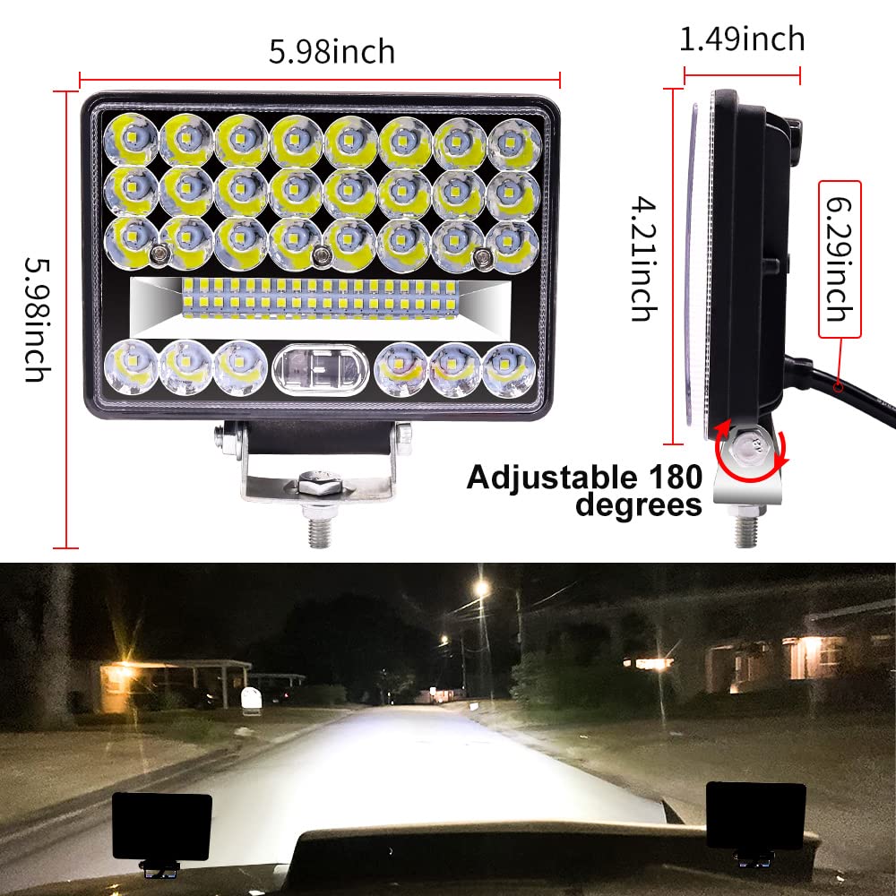 1 Par Faro Trabajo LED Focos de Coche 12V 6 Pulgadas 172W Focos LED Tractor 12V 24V Off-road Foco de Trabajo LED Faros Adicionales Luz de Niebla de Conducción IP67 per Off-Road SUV UTV ATV Camión