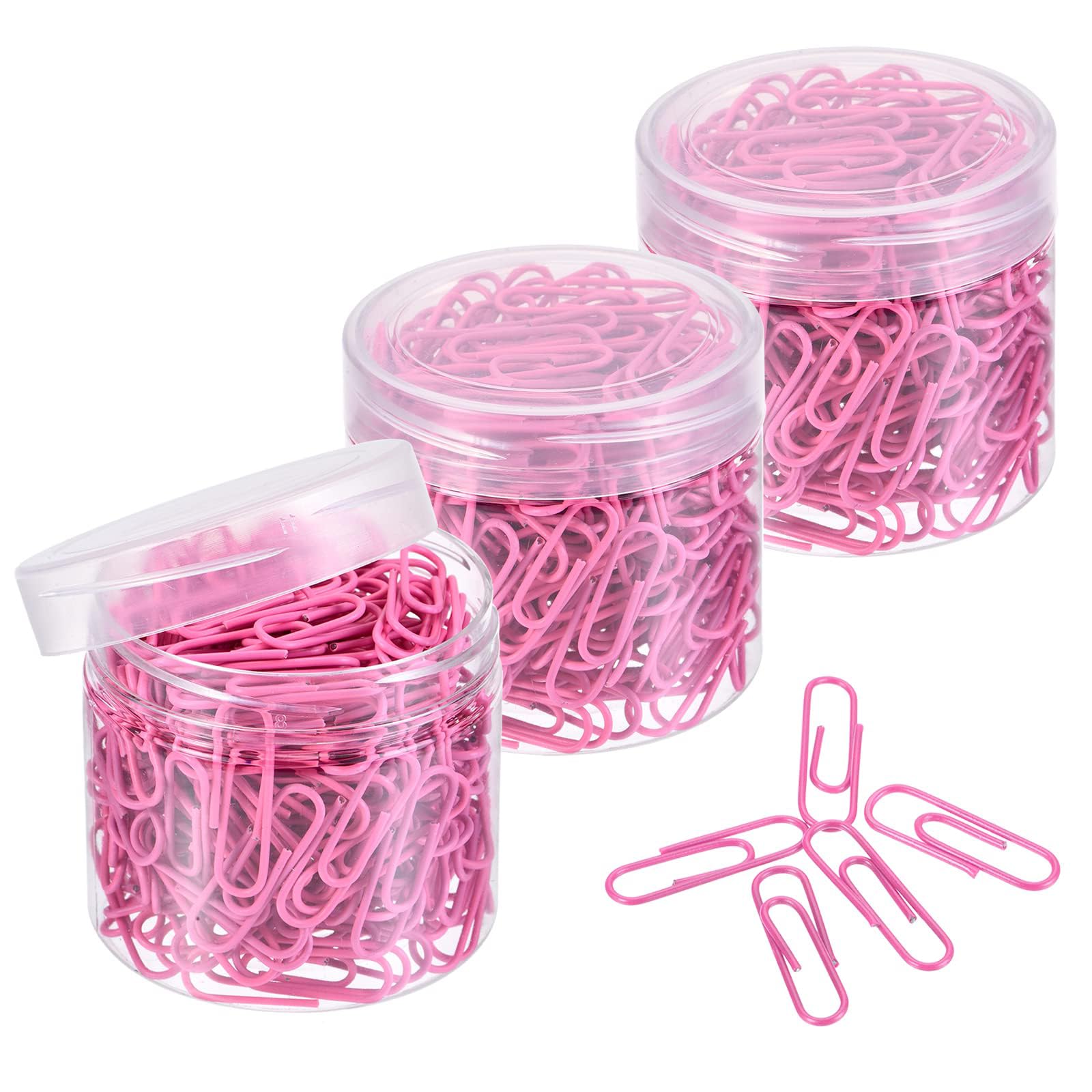 TA-VIGOR 600Pcs Paper Clips Small Size, 28mm Durable and Rustproof Paper Clip, Vinyl Coated to Prevent Tearing Pages with Box for Organize Office Home, Pink