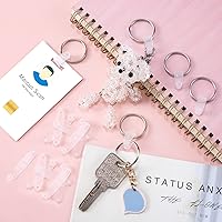 Vista 3 de OIIKI 100 clips de plástico para llavero, conector acrílico transparente, pestañas a presión, tarjetero para llaves, anillos, oficina, tarjetas