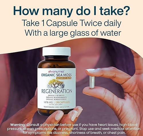 Miniatura 4 de Cápsulas de musgo marino de 1476 mg – Superalimento orgánico con musgo marino irlandés, vejiga y raíz de bardana | 120 cápsulas veganas para