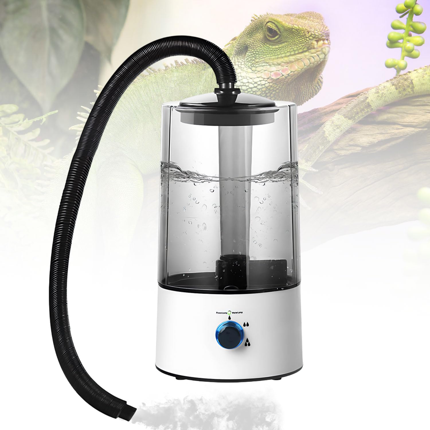 Humidificador de reptiles de 4 litros, máquina de niebla de terrario de tanque de reptiles con tubo usable, atomizador ultra silencioso para reptiles, anfibios, plantas húmedas