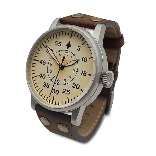 WARTIME | WW2 Military Watch - Vintage Luftwaffe Watch, Swiss-Quartz Movement with Genuine Leather Strap and 10 ATM Water Resistant. The Perfect WW2 Memorabilia. Mens Watches for Ever