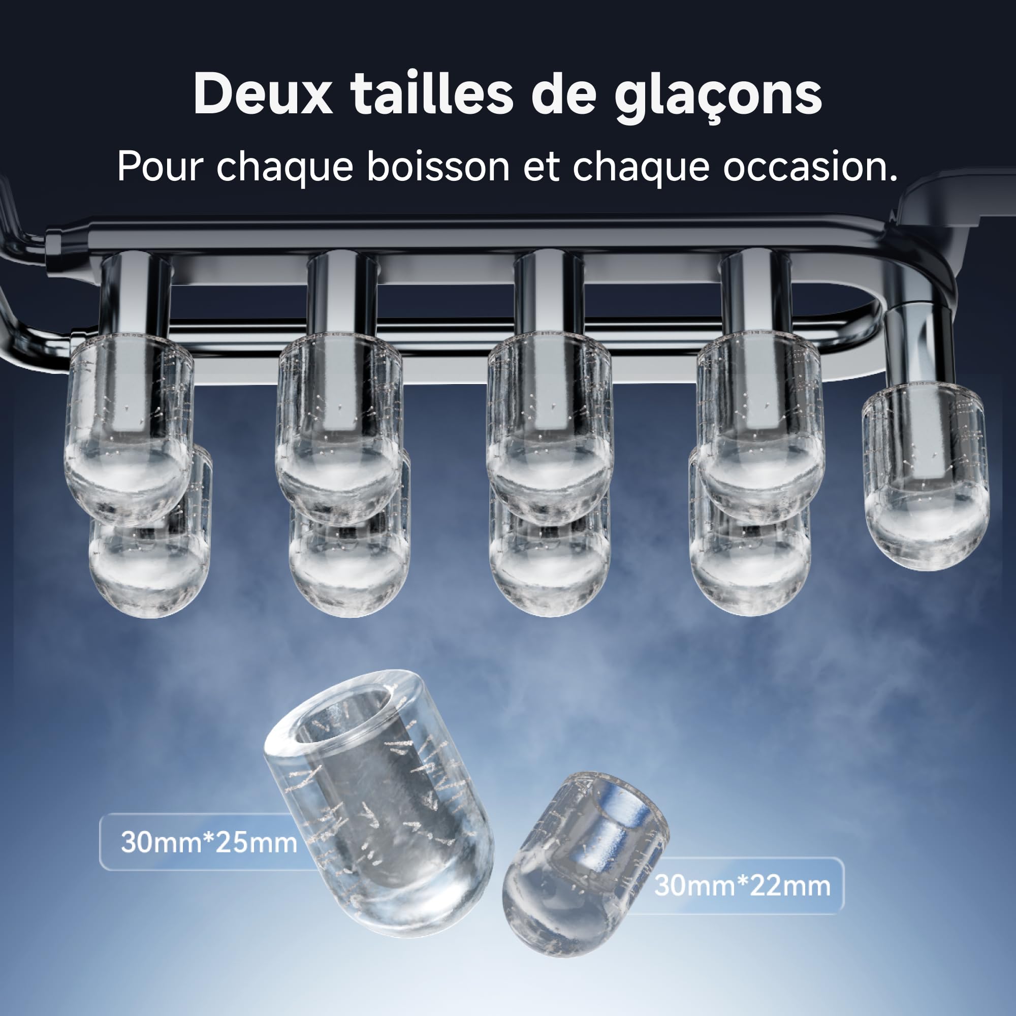DREAME Aura Bullet Machine à Glaçons, Produisant des Glaçons en 6 Min, avec Réservoir et Panier Séparés, Deux Tailles de Glaçons, Commande Numérique, Éclairage LED et Mode Autonettoyage