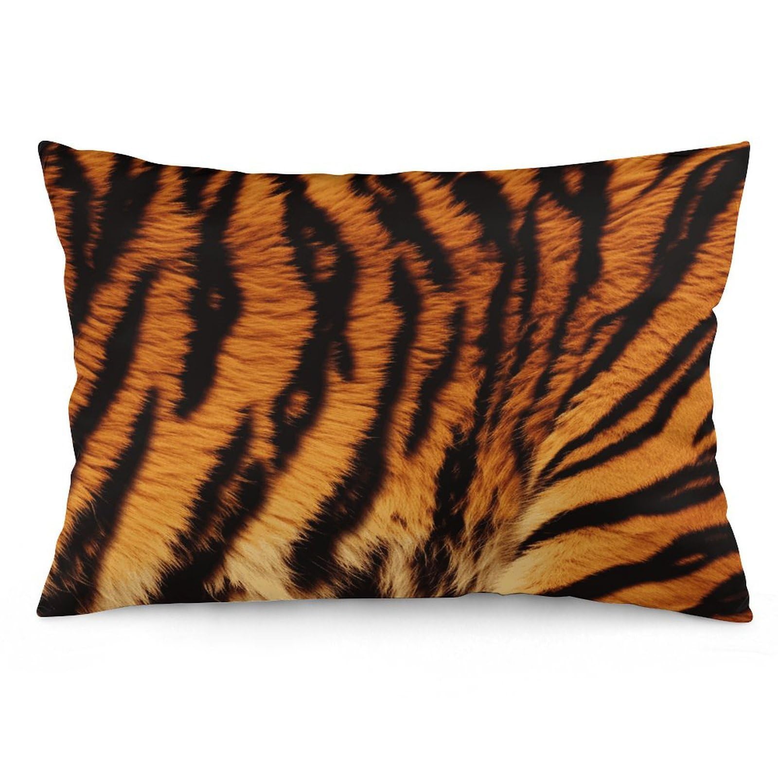 Tiger Striped Pattern Throw Pillow Covers with Silent Zipper Polyester Pillow Protectors Removable Pillow Cases Soft Pillowcase Cozy Pillow Sham Cushion Cover for Sofa Car Bed 12 "x20