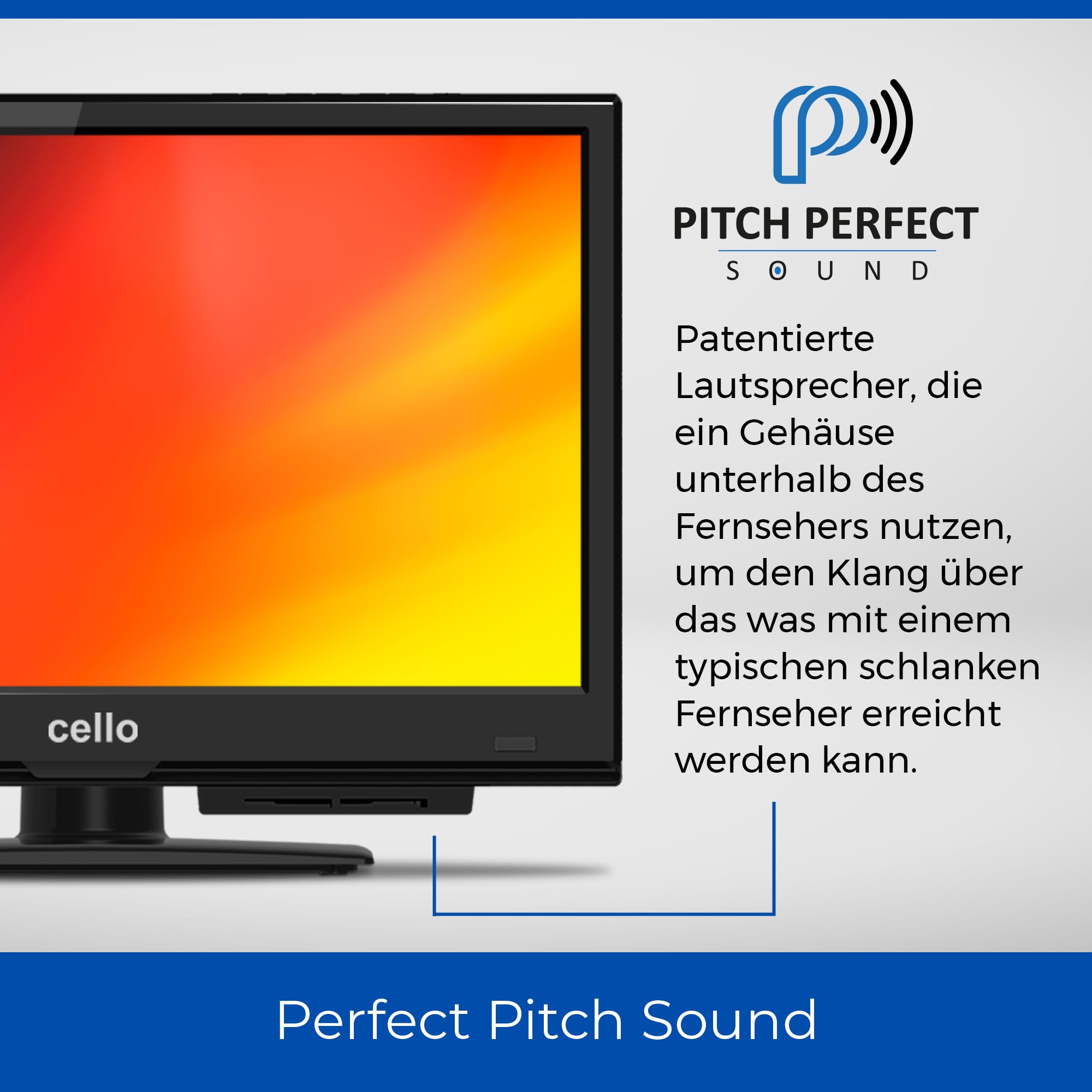 Cello C1624F-12V 16" Zoll Full HD LED TV Integrierter DVD-Player Triple Tuner DVB-T/T2-C-S/S2 HDMI USB 12V KFZ Camping Reise Adapter, Pitch Perfect Sound für EIN einzigartiges Klangerlebnis (2025)